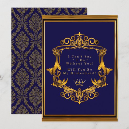 Royal Crown Flourish Will you be My Bridesmaid Kaart (Voorkant / Achterkant)