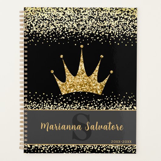 Royal Crown Gold Glitter Design Planner (Voorkant)