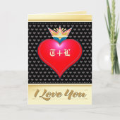 Royal Crown I Love You Valentijn Red Black Hearts Kaart (Voorkant)