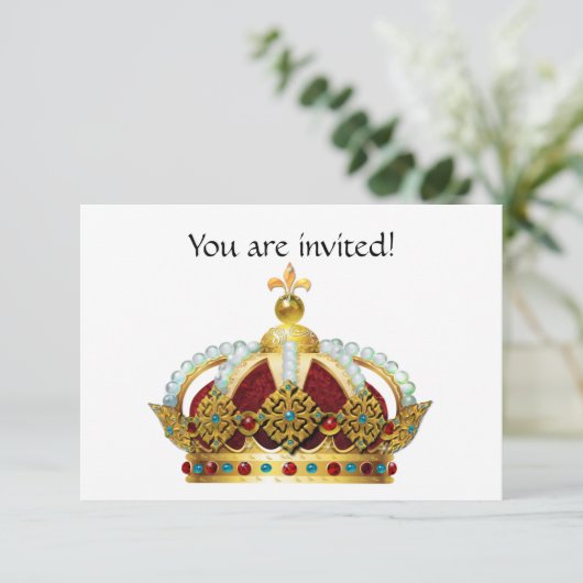 Royal Crown Jeweled Invite Kaart (Staand voorkant)