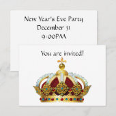 Royal Crown Jeweled Invite Kaart (Voorkant / Achterkant)