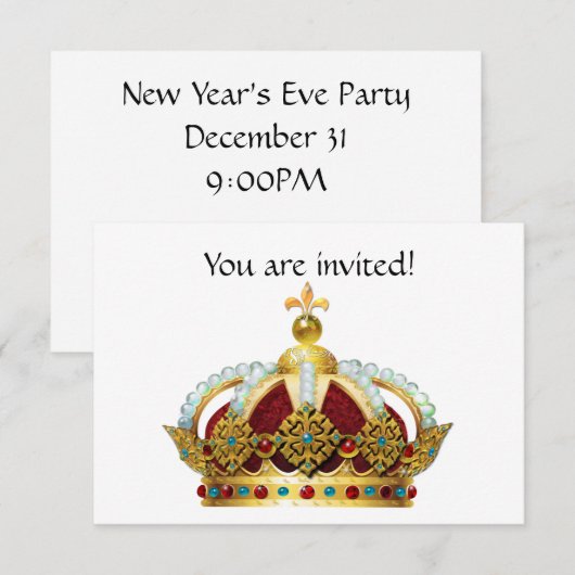 Royal Crown Jeweled Invite Kaart (Voorkant / Achterkant)