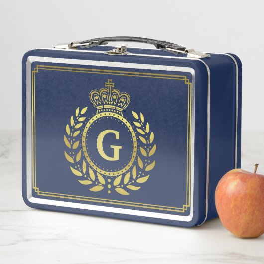 Royal Crown Laurel Wreath Black Gold Monogramed (In situ)