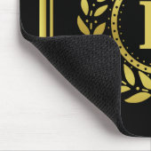 Royal Crown Laurel Wreath Black Gold Monogramed Muismat (Hoek)