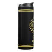 Royal Crown Laurel Wreath Black Gold Monogramed Thermosbeker (Gedraaid links)