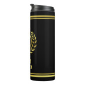 Royal Crown Laurel Wreath Black Gold Monogramed Thermosbeker (Geroteerd rechts)