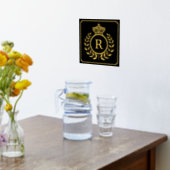 Royal Crown Laurel Wreath Monogrammed Black Gold Folie Afdrukken (Laag (Keuken))