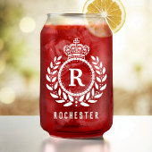Royal Crown Laurel Wreath White Monogrammed Naam Blikvorm Glas