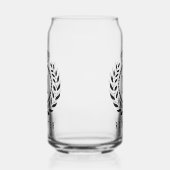 Royal Crown Laurel Wreath Zwart Monogram Naam Blikvorm Glas (Links)