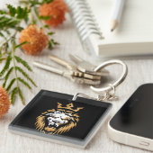 Royal Crown Lion Metal Key Ring Sleutelhanger (Voorkant Rechts)