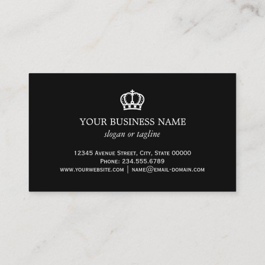 Royal Crown Logo Elegant Gold Black White Stripes Visitekaartje (Achterkant)