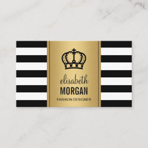 Royal Crown Logo Elegant Gold Black White Stripes Visitekaartje
