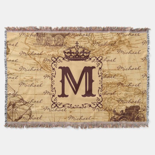 Royal Crown Name Pattern Beige Deken (Voorkant)