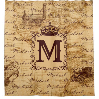 Royal Crown Name Pattern Beige Douchegordijn