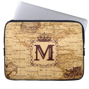 Royal Crown Name Pattern Beige Laptop Sleeve