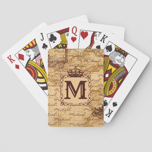 Royal Crown Name Pattern Beige Pokerkaarten (Achterkant)