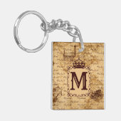 Royal Crown Name Pattern Beige Sleutelhanger (Voorkant Links)