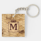 Royal Crown Name Pattern Beige Sleutelhanger (Achterkant)