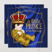 Royal Crown Prince Baby shower Blue Gold Kaart (Voorkant / Achterkant)