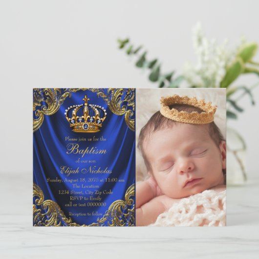 Royal Crown Prince Doop Uitnodigingen (Staand voorkant)