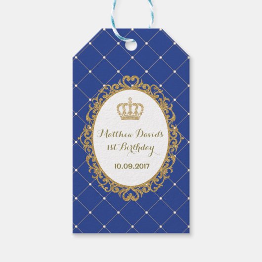 Royal Crown Prince verjaardagsfeestje gunst cadeau Cadeaulabel (Voorkant)