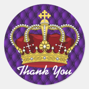 Royal Crown & Royal Paarse Pin Tucks Baby shower Ronde Sticker