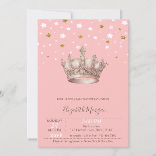 Royal Crown Stars Baby Shower Kaart (Voorkant)