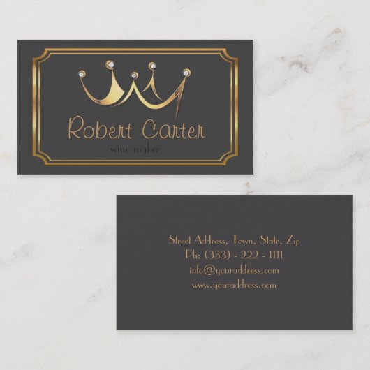 Royal Crown Wine Maker Taster Winery Sommelier Visitekaartje (Voorkant / Achterkant)