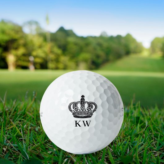 Royal Crown zwart wit monogram initialen Golfballen