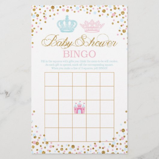 Royal Crowns Prince Princess Baby shower Bingo Flyer (Voorkant)