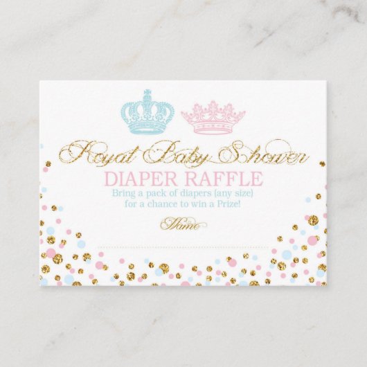 Royal Crowns Prinses Luier Raffle Ticket Informatiekaartje (Voorkant)