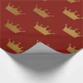 Royal Crowns Tiaras Gold Red Cadeaupapier (Hoek)