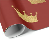 Royal Crowns Tiaras Gold Red Cadeaupapier (Rol Hoek)