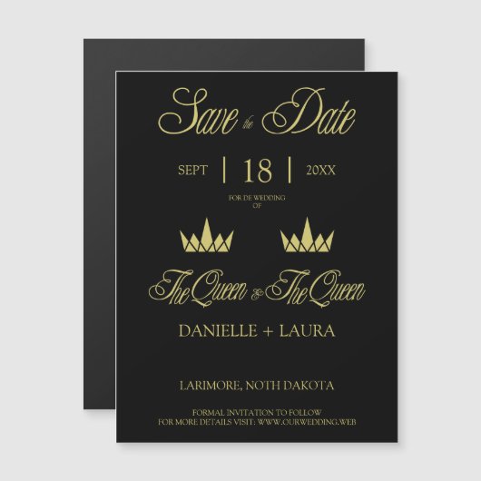 Royal Crowns Two Queen for Lesbian Wedding (Voorkant / Achterkant)
