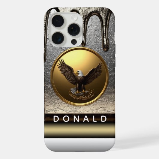 🦅 Royal Custom Naam Adelaar Liquid Goud Drip Luxe iPhone Hoesje (Achterkant)