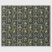 Royal Cyan & Gold King van de dode kerst Cadeaupapier (Vlak)