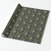 Royal Cyan & Gold King van de dode kerst Cadeaupapier (Uitgerold)