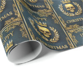 Royal Cyan & Gold King van de dode kerst Cadeaupapier (Rol Hoek)