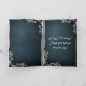 Royal Cyan & Silver King of the Dead Birthday Card Kaart (Binnen)