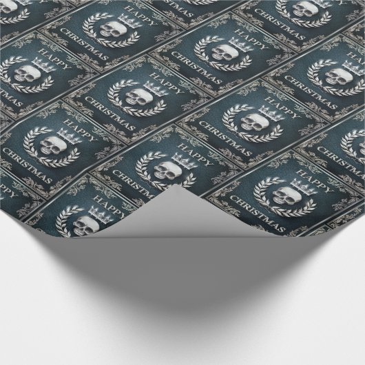 Royal Cyan & Silver King of the Dead Kerstmis Cadeaupapier (Hoek)