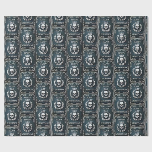 Royal Cyan & Silver King of the Dead Kerstmis Cadeaupapier (Vlak)