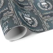 Royal Cyan & Silver King of the Dead Kerstmis Cadeaupapier (Rol Hoek)