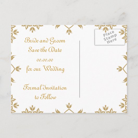 Royal Damask bewaart de Briefkaarten van de Datum  (Achterkant)