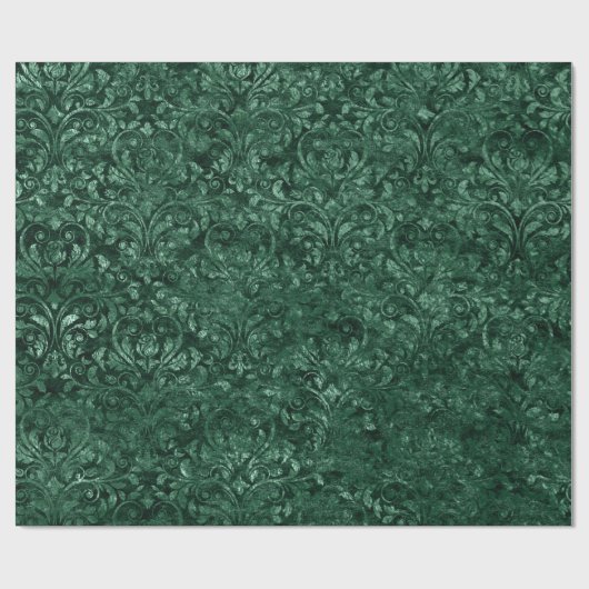 Royal Damask Crush Velvet Deep Emerald Green Cadeaupapier (Vlak)