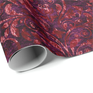 Royal Damask Crush Velvet Paars Maroon Burgund Cadeaupapier