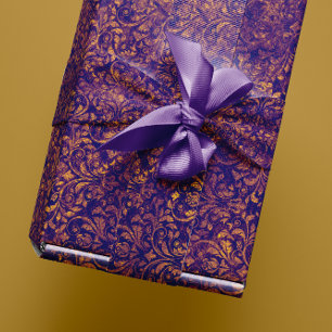 Royal Damask Crush Velvet Paars Plumbrella Gold Cadeaupapier