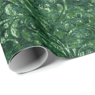 Royal Damask Crush Velvet Woodland Emerald Green Cadeaupapier