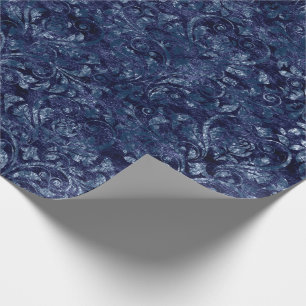 Royal Damask Crushed Velvet Emerald Blue Navy Cadeaupapier