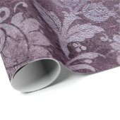 Royal Damask Distress Paarse Plum Floral Grey Cadeaupapier (Rol Hoek)