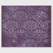 Royal Damask Distress Paarse Plum Floral Grey Gr Cadeaupapier (Vlak)
